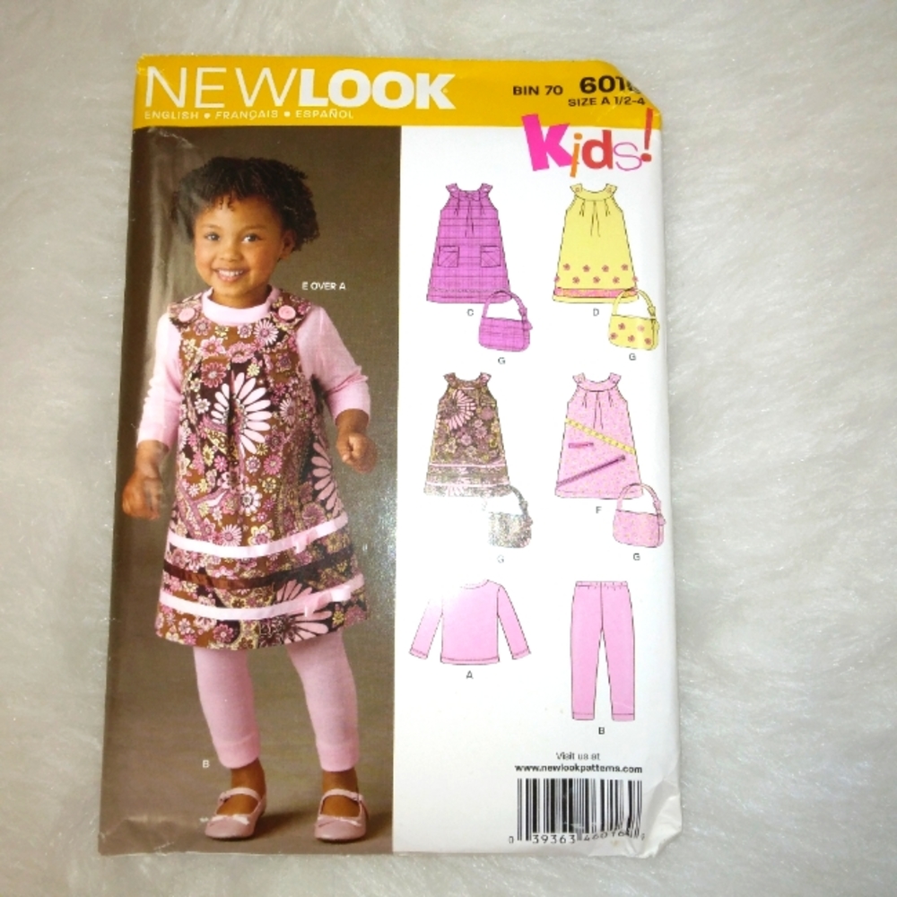 NEW LOOK 6016 Toddler's jumper top leggings size ½-4 NEW sewing pattern